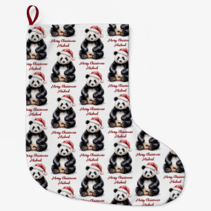 Personalisiertes Frohe Weihnachten Süßer Panda Bär Großer Weihnachtsstrumpf