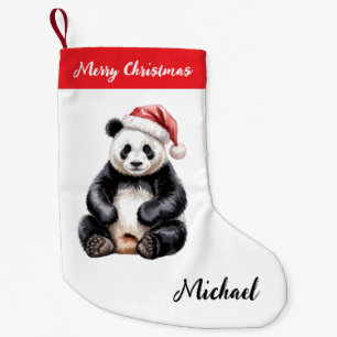 Personalisiertes Frohe Weihnachten Süßer Panda Bär Kleiner Weihnachtsstrumpf