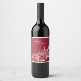 Personalisiertes Frohe Weihnachten Tisch Minimal D Weinetikett