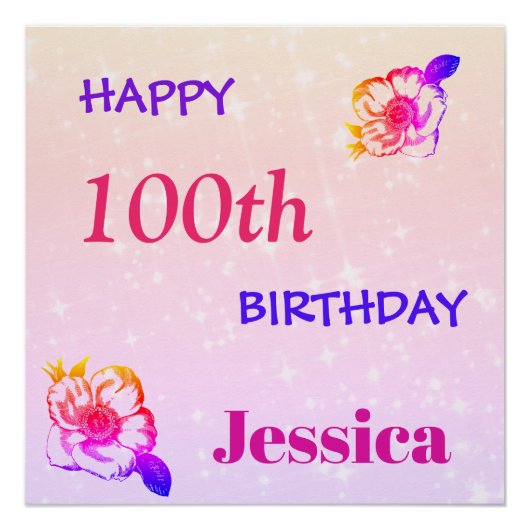 Personalisiertes Frohes 100. Geburtstag Poster (Vorderseite)