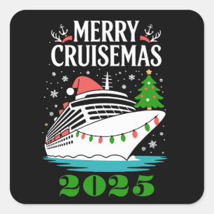Personalisiertes Frohes Cruisemas Kreuzfahrtschiff Quadratischer Aufkleber