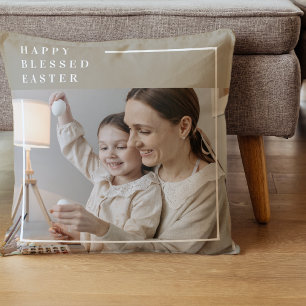 Personalisiertes Frohes gesegnetes Ostern Foto Kissen