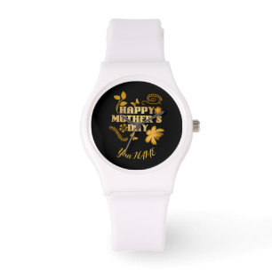 Personalisiertes Frohes Muttertags-Gold-Blumengesc Armbanduhr