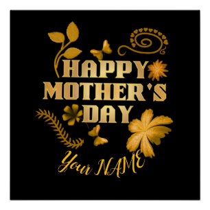 Personalisiertes Frohes Muttertagsgeschenk Gold Fl Poster