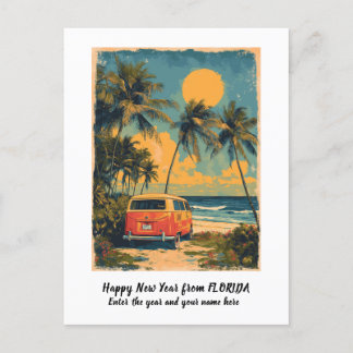 Personalisiertes Frohes Neues Jahr Florida Palme Feiertagspostkarte
