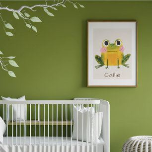 Personalisiertes Frosch-Kinderzimmer Namens-Wandku Poster