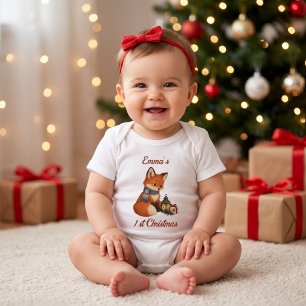 Personalisiertes Fuchs-Baby-1.-Weihnachts-Andenken Baby Strampler