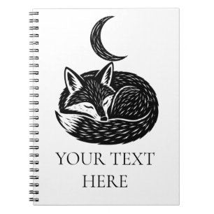 Personalisiertes Fuchs- und Halbmond-Notizbuch Notizblock