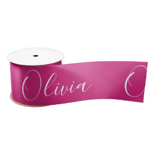 Personalisiertes Fuchsia Rosa Elegantes Namens-Sat Satinband
