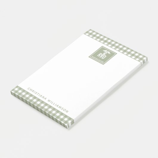 Personalisiertes FuE-Register Kariertes Muster Post-it Klebezettel (angewinkelt)