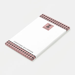 Personalisiertes FuE-Register Kariertes Muster Post-it Klebezettel