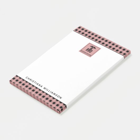 Personalisiertes FuE-Register Kariertes Muster Post-it Klebezettel (angewinkelt)