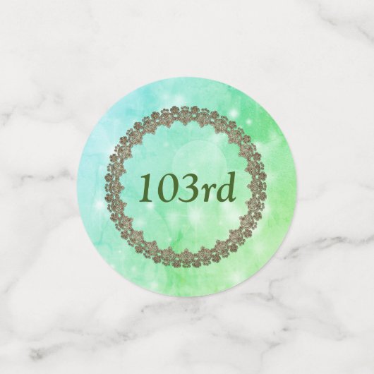 Personalisiertes funkelnd grünes Happy 103. Geburt Konfetti (Klein Vorderseite)