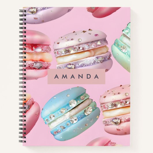 Personalisiertes funkelndes Pastell-Macarons-Glück Notizblock (Vorderseite)