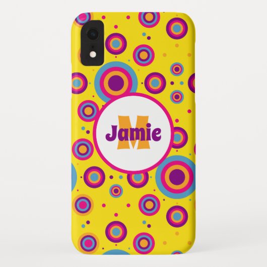 Personalisiertes Funky Circles-Muster auf Gelb 2 Case-Mate iPhone Hülle (Rückseite)