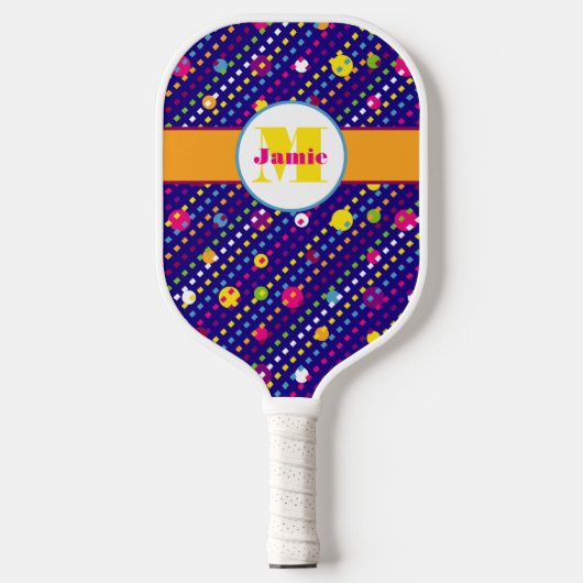 Personalisiertes Funky Circles- und Dashes Pickleball Schläger (Vorderseite)