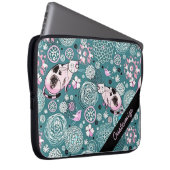 Personalisiertes Funky Pink Cat Pattern Laptop-Sie Laptopschutzhülle (Vorne Rechts)