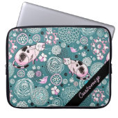 Personalisiertes Funky Pink Cat Pattern Laptop-Sie Laptopschutzhülle (Vorderseite)