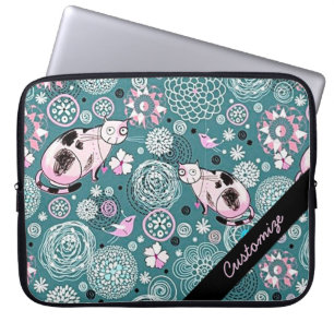 Personalisiertes Funky Pink Cat Pattern Laptop-Sie Laptopschutzhülle