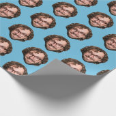 Personalisiertes Funny Blue Custom Face Foto Geschenkpapier (Ecke)