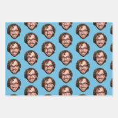 Personalisiertes Funny Blue Custom Face Foto Geschenkpapier Set (Vorderseite 3)