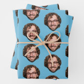 Personalisiertes Funny Blue Custom Face Foto Geschenkpapier Set (Beispiel)