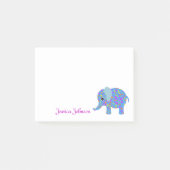 Personalisiertes Funny Blue Floral Elephant Notizb Post-it Klebezettel (Vorderseite)