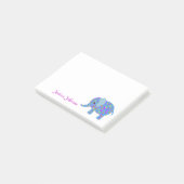 Personalisiertes Funny Blue Floral Elephant Notizb Post-it Klebezettel (angewinkelt)