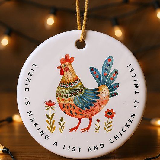 Personalisiertes Funny Chicken-Geschenk Keramik Ornament