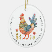 Personalisiertes Funny Chicken-Geschenk Keramik Ornament (Links)