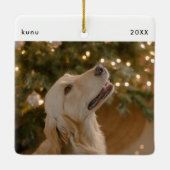 Personalisiertes Funny Dog Picture Weihnachten Fot Keramikornament (Rückseite)