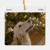 Personalisiertes Funny Dog Picture Weihnachten Fot Keramikornament (Vorderseite)