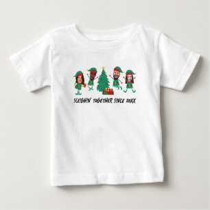 Personalisiertes Funny Face Foto Weihnachtself Baby T-shirt