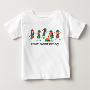 Personalisiertes Funny Face Foto Weihnachtself Baby T-shirt
