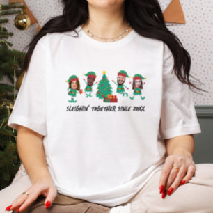 Personalisiertes Funny Face Foto Weihnachtself T-Shirt