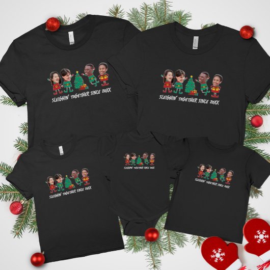 Personalisiertes Funny Face Foto Weihnachtself T-Shirt