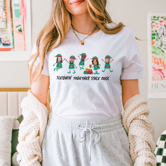 Personalisiertes Funny Face Foto Weihnachtself T-Shirt