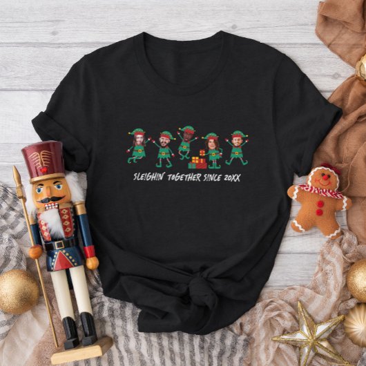 Personalisiertes Funny Face Foto Weihnachtself T-Shirt