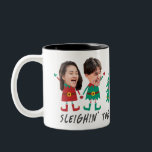 Personalisiertes Funny Face Foto Weihnachtself Zweifarbige Tasse<br><div class="desc">Erleben Sie mit unserer Familie und Freunden Custom Elf Face Feststimmung T - Shirt für Weihnachten! Personalisieren Sie den T - Shirt mit bezaubernden Elfendesigns, und fügen Sie die Gesichter Ihrer Familie hinzu, um es einzigartig zu machen. Dieses Shirt ist ideal für Fotos oder Ansammlungen. Ideal für Familienfeiern, Gruppenveranstaltungen und...</div>