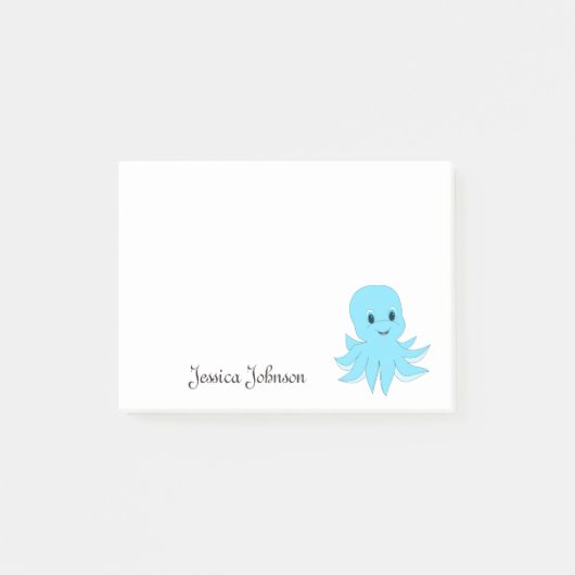 Personalisiertes Funny Fat Blue Octopus Notizblock (Vorderseite)