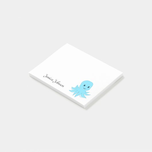 Personalisiertes Funny Fat Blue Octopus Notizblock (angewinkelt)