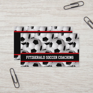 Personalisiertes Fußball-Ball-Muster-Schwarz-rote Visitenkarte