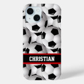 Personalisiertes Fußball-Ball-Muster Schwarz Weiß Case-Mate iPhone Hülle (Rückseite)