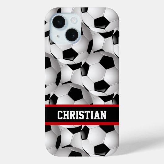 Personalisiertes Fußball-Ball-Muster Schwarz Weiß Case-Mate iPhone Hülle (Rückseite)