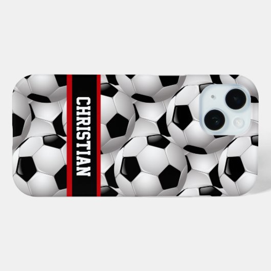 Personalisiertes Fußball-Ball-Muster Schwarz Weiß Case-Mate iPhone Hülle (Rückseite (Horizontal))