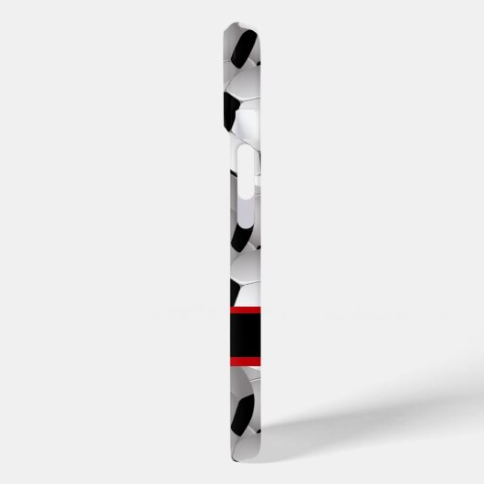 Personalisiertes Fußball-Ball-Muster Schwarz Weiß Case-Mate iPhone Hülle (Rückseite / Links)