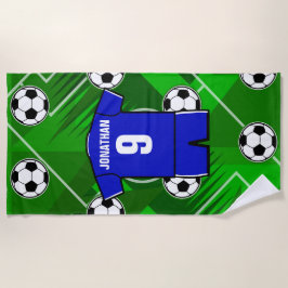 Personalisiertes Fußball-Jersey-Blau mit Weiß Strandtuch