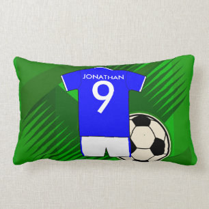 Personalisiertes Fußball-Jerseyblau und -WEISS Lendenkissen