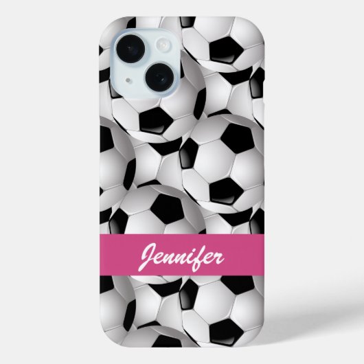 Personalisiertes Fußball-Kugelmuster Rosa Case-Mate iPhone Hülle (Rückseite)