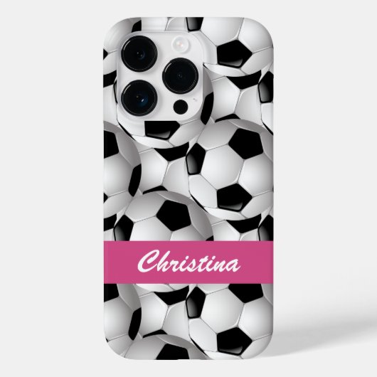 Personalisiertes Fußball-Kugelmuster Rosa Case-Mate iPhone Hülle (Rückseite)